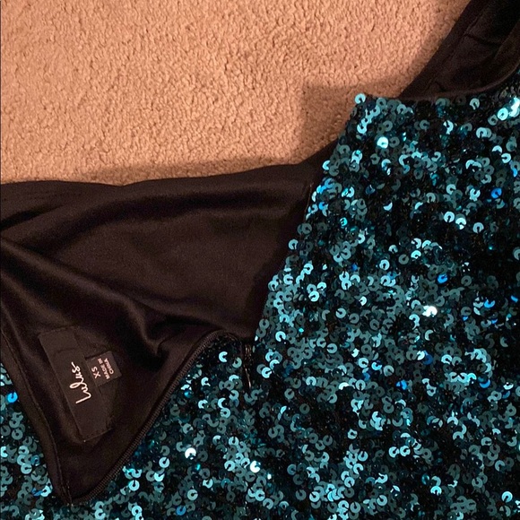 LULUS “JUST TONIGHT” TEAL SEQUIN BODYCON ONE SHOULDER‎ DRESS XS - Picture 8 of 10